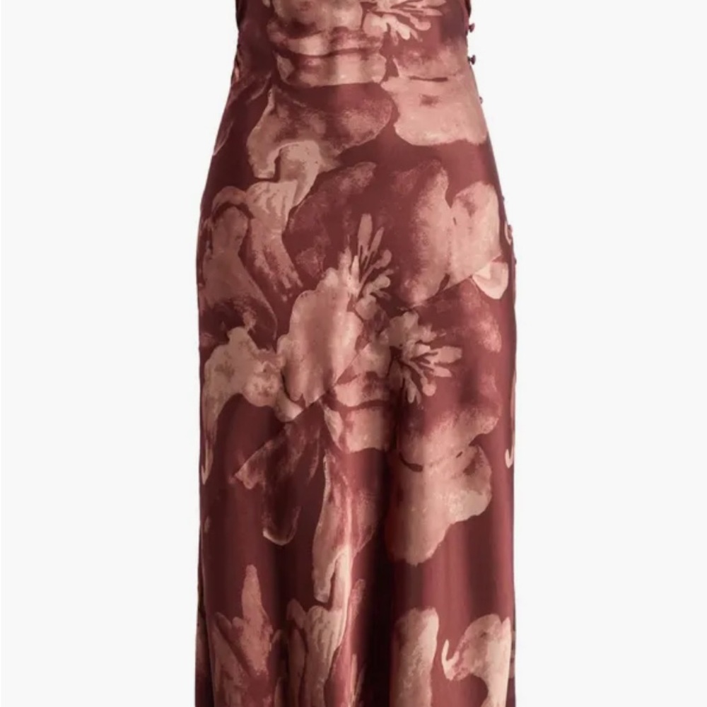 Reformation Floral Maxi Dress in Maroon and Beige